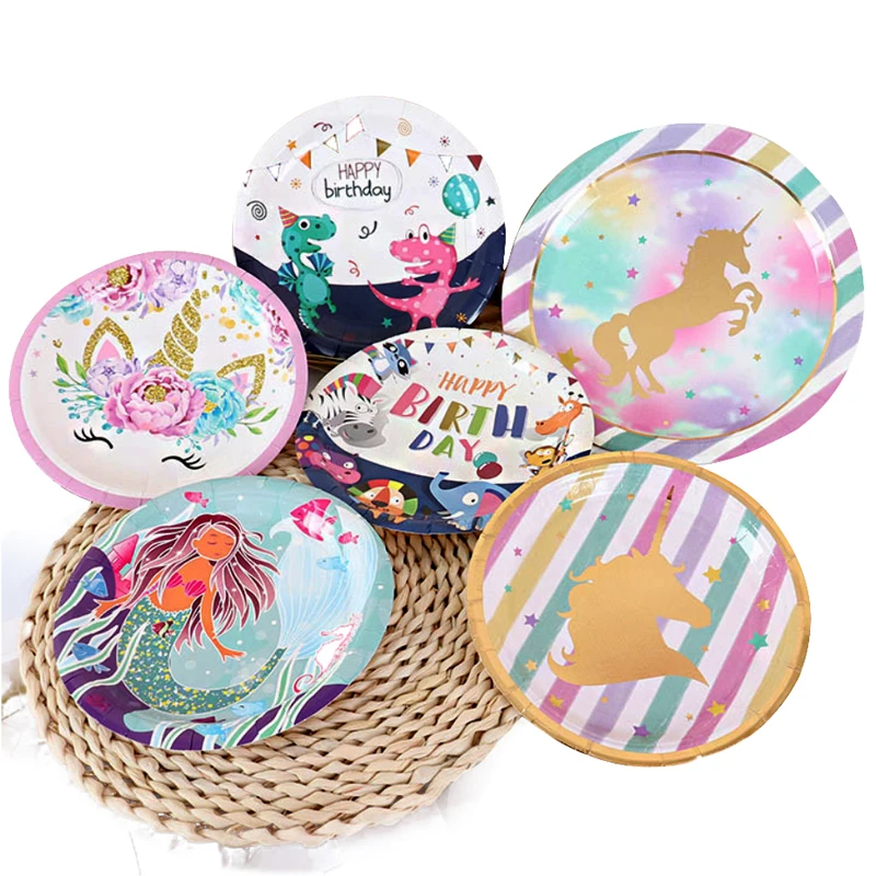 
rainbow pack of delicious monster leaf red hexagon scalloped kids party paper plates 