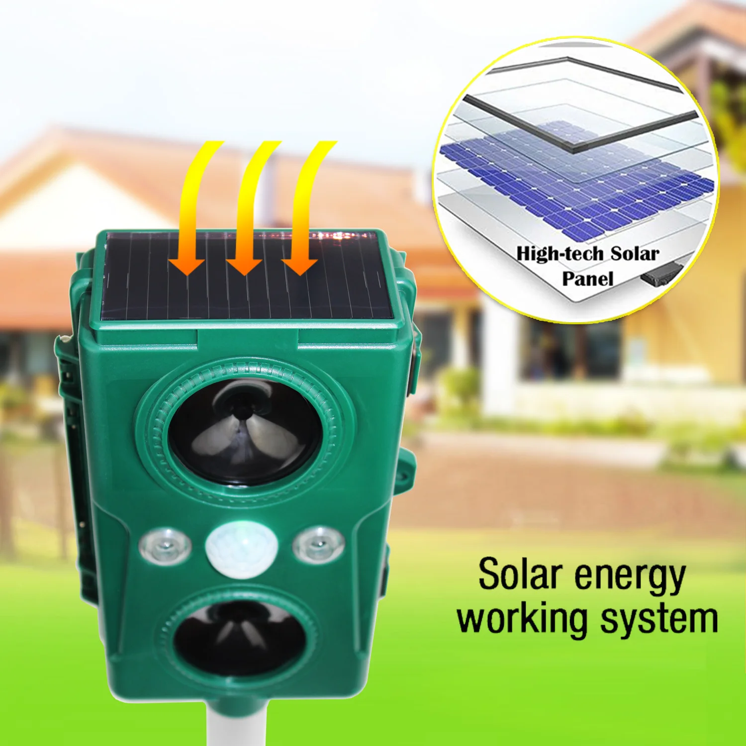 GH-506 PIR solar birdrabbit control ultrasonic pest repeller