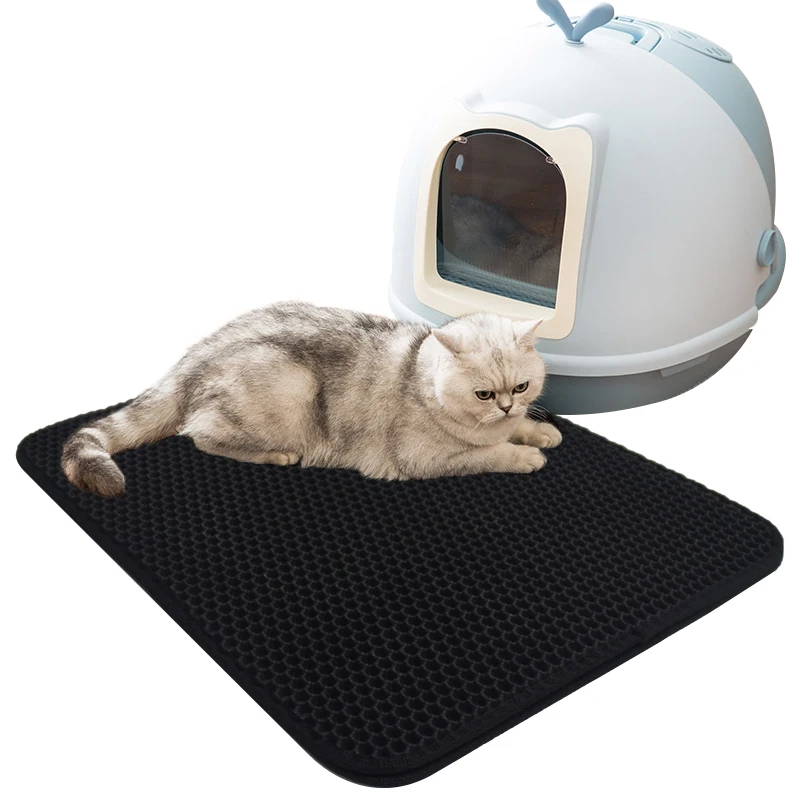 Waterproof Easy Clean Double Layer Honeycomb Design EVA Pet Cat Litter Trapper Mat with Non Slip Backing