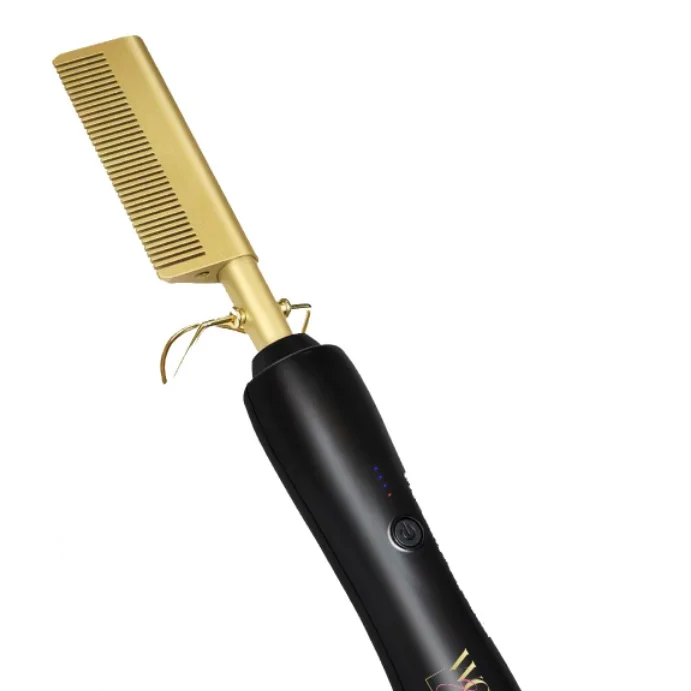 High Quality Electric Hot copper Hair curling Comb Hair Straightening Brush Comb Heat Pressing hot Comb