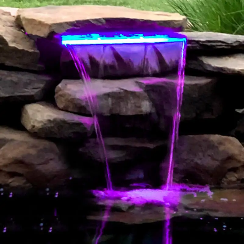 Exquisite Home garden Outdoor decorative Led light wall hanging waterfall sheer descent fountain pool waterfalls