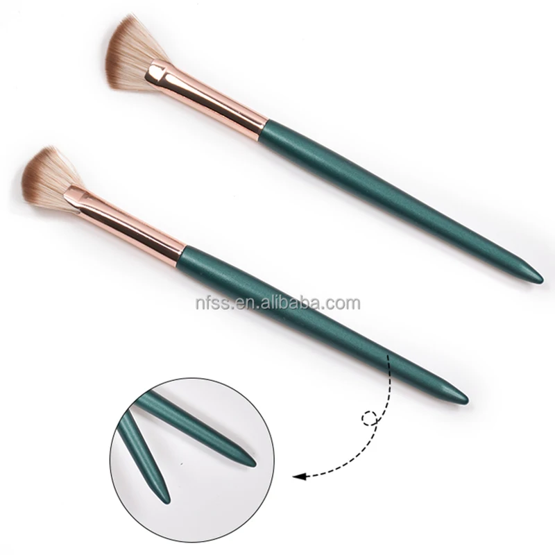 Applicator Complexion Seint Art Contour Blusher Make Up Brush Shader Cosmetic Wood 2Pcs Blue Premium Angled Fan Makeup Brushes