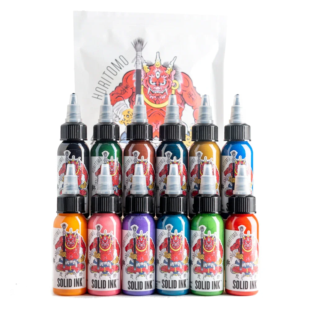 HORITOMO 1OZ SET 12 color Solid ink cup Japanese tattooing  shark tray tattoo ink Hot sell