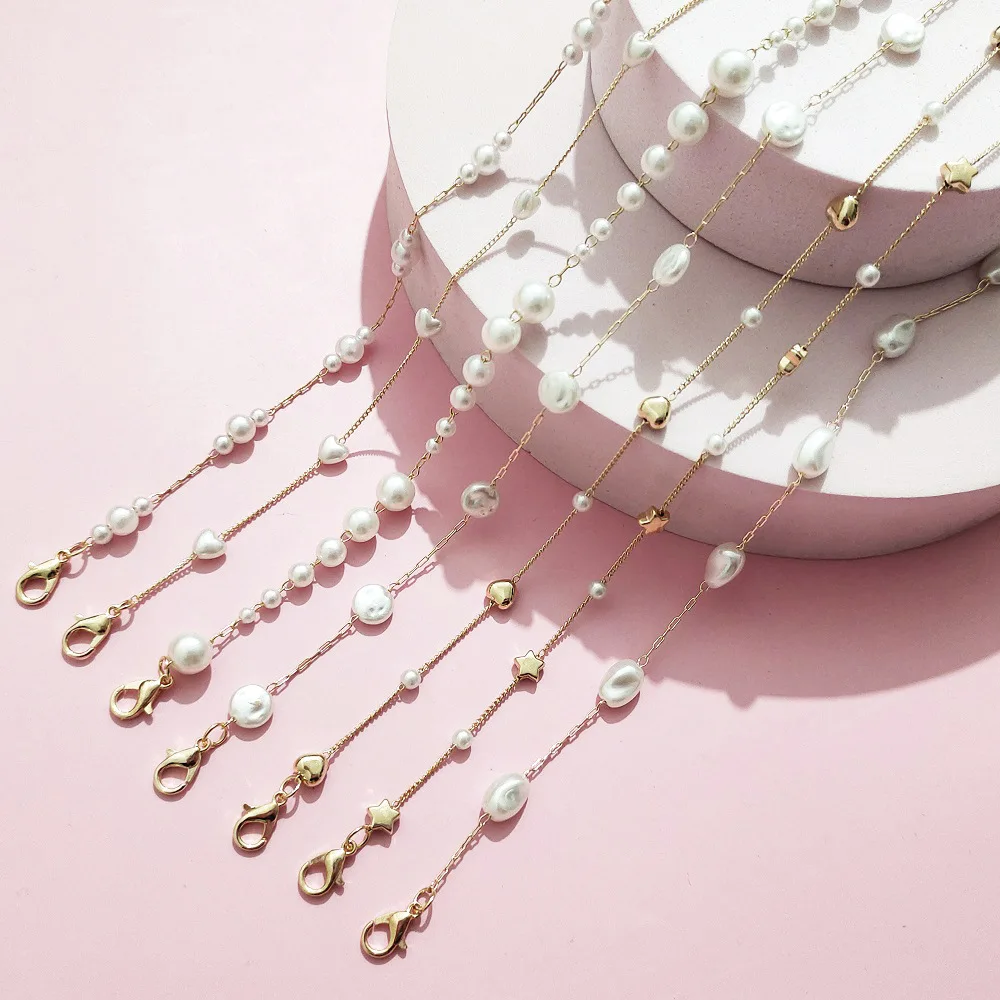 New Wholesale Fashion Chain Brass Star Heart Eyeglasses Chains Fashion Sunglasses Masking Pearls For Women Jewelry Accessories