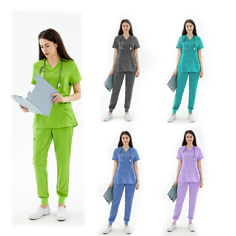 Eco-Friendly Spandex Polyester Rayon Nurses Wear Scrubs Uniforms Sets For Nurses and Doctors