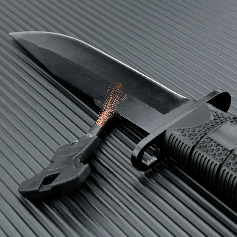 Camping Knife 3220499B Back Country Fixed HUNTING KNIVES LED light Survival Tactic knife With Flint Stick hard plastic sheath