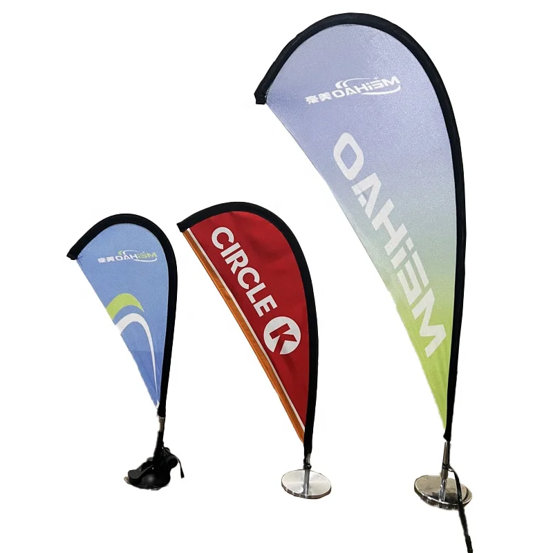 Custom Promotional Campaign Table Decoration Mini  Small Teardrop Feather Beach Flag