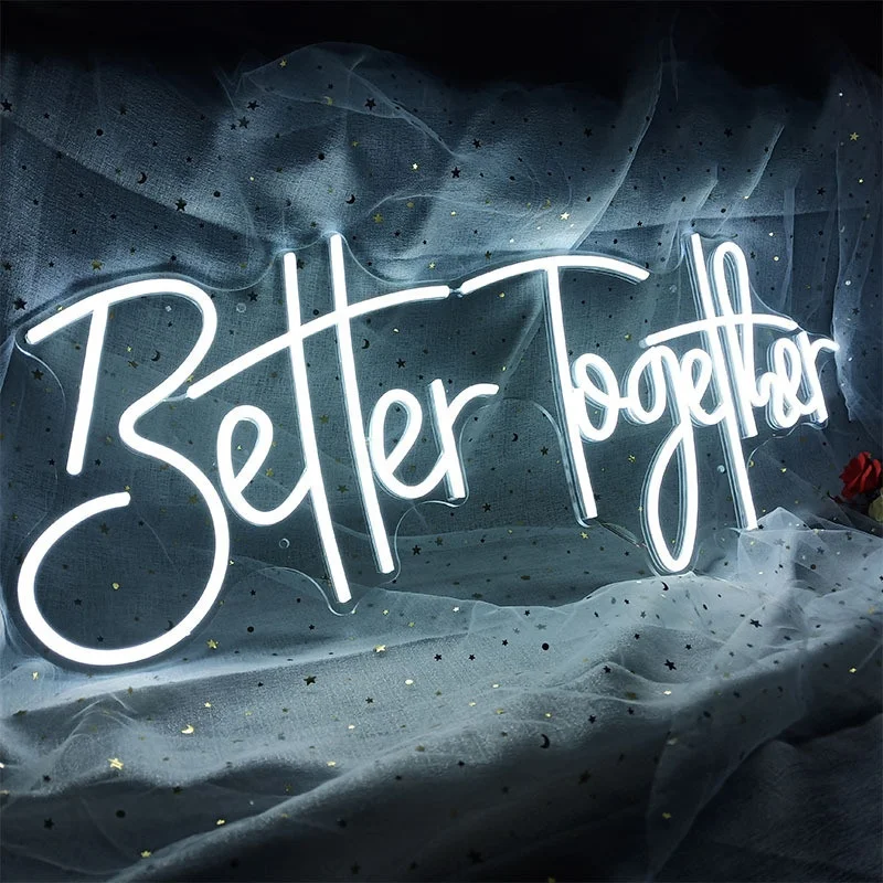 
Amazon Hot Free Shipping Fast Delivery USB Better Together Neon Signs 55*22CM for Wedding Decorations Bedroom Wall Decor 