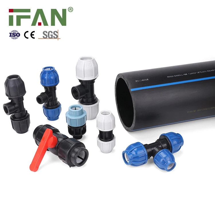 PN16 HDPE Plumbing Materials PP Compression Fitting Coupling Elbow Tee For Drip Irrigation System Pipe