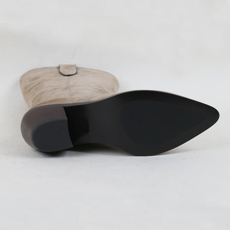 Custom Leather Thigh Cowboy Boots Point Toe High Heels Half Rain Zipper Slip On Winter Genuine Leather Thigh High Boot For Women