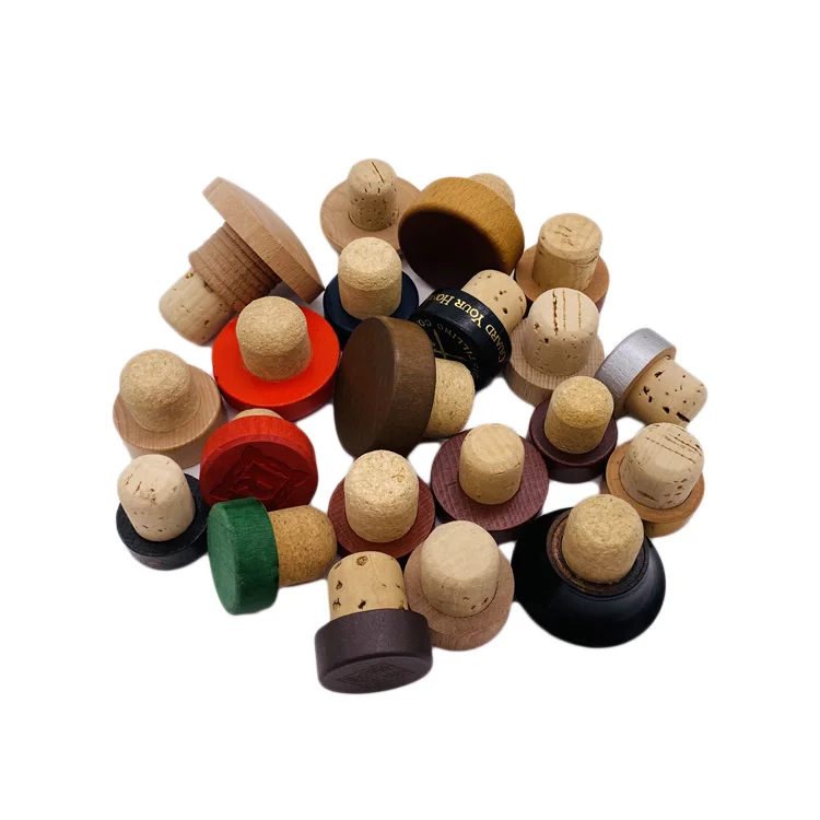 Hot Sell Customized luxury wooden bar top cap T shape wine / spirits synthetic cork bottle stopper