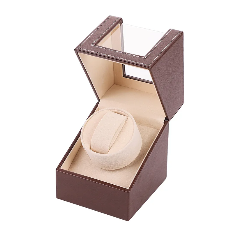 PU Leather Watch Box DC And AA Battery Power Supply Rotating Display Box Watch Winder For Automatic Watch