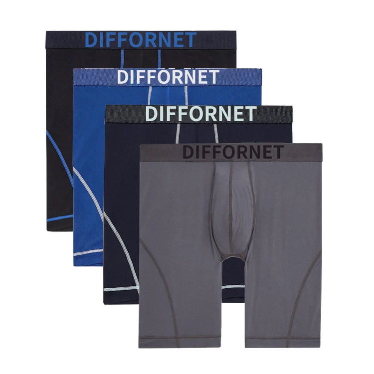 Mens Underwear High Quality Custom Logo Solid Cotton Stretch Knitted Breathable Shorts Mens Boxer Briefs Manufacturer