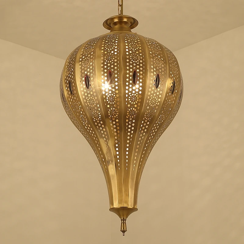 Muslim Restaurant chandelier retro copper art lighting decoration Arabic style button type copper chandelier cross border wholes