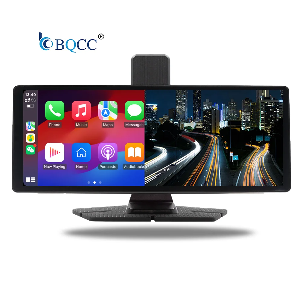 BQCC 10.26' Portable Car Player Driving Recorder 1080P 2K 4K Rear View Camera Wireless Carplay Android Car Split Screen Display