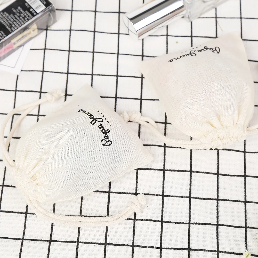 Low Price Wholesale Black Organic Recycled Cotton Drawstring Bag For Gift