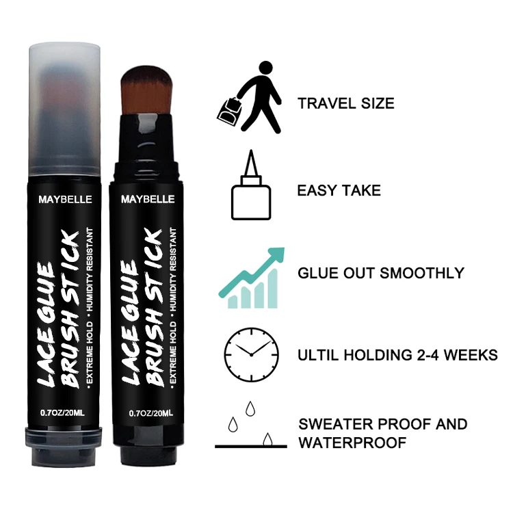 Private Label 20ml Wig Glue Brush Pen Strong Hold Skin-safe Lace Glue Pen With Brush Waterproof & Humidity Resistant Adhesive Gl
