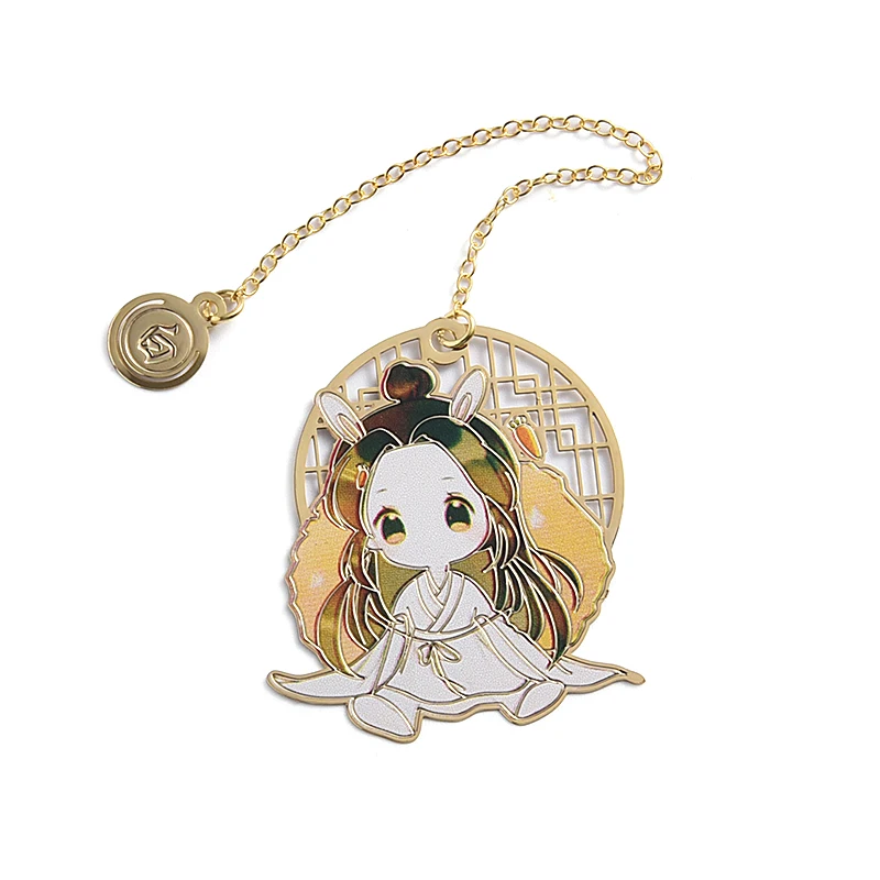 Creative Fancy Design Female Character Small Size Bookmark with Pendant