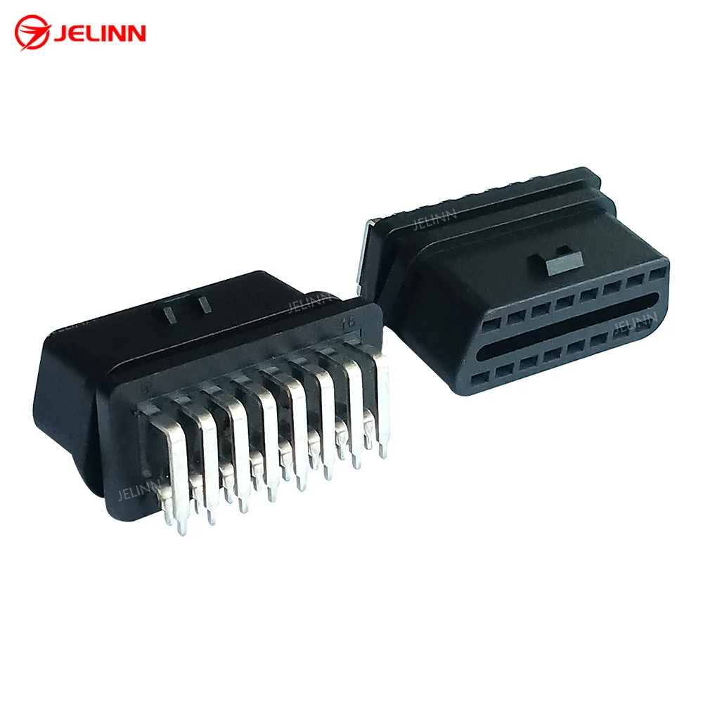 16-контактный разъем OBD 2 OBD2 OBDII с прямоугольными штифтами Изогнутыми В сторону широкой стороны
