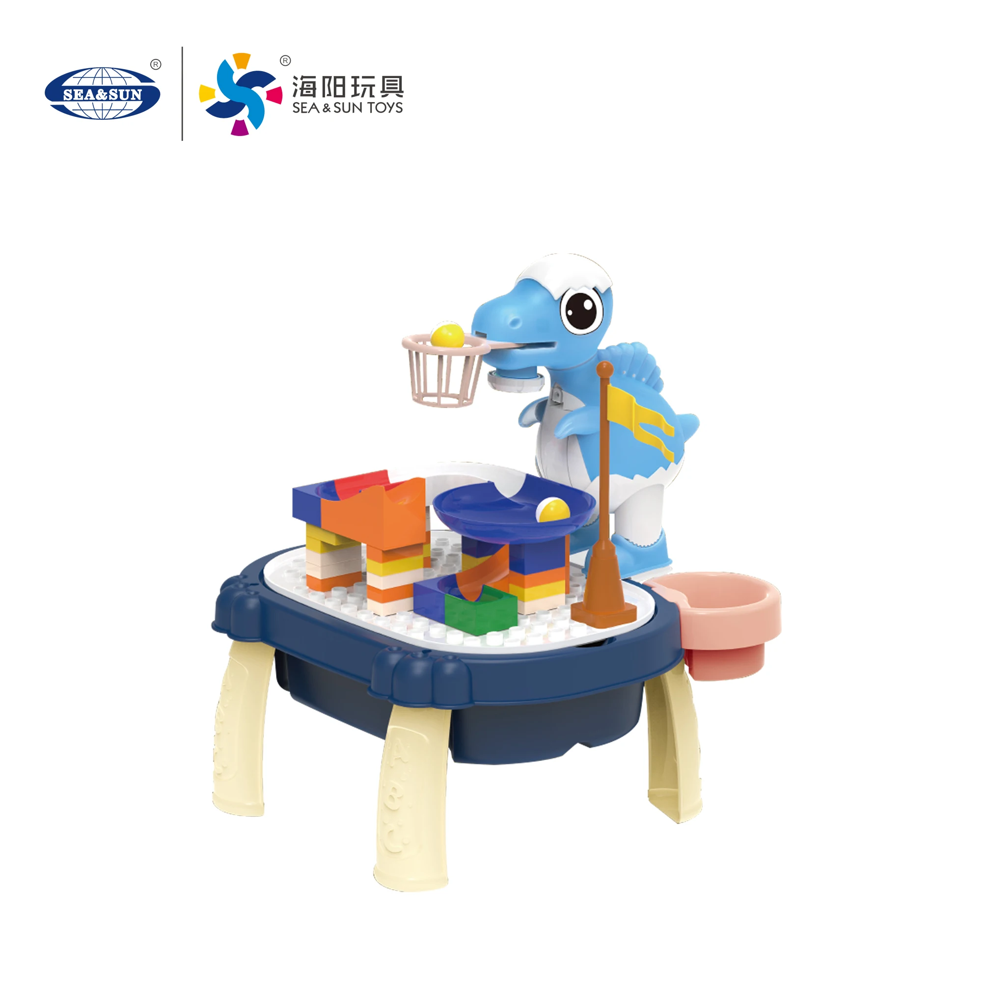 Dinosaur projection painting shooting track building block table