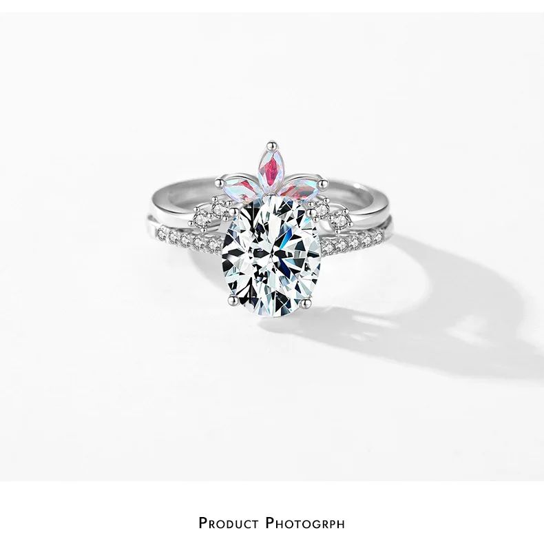 Hot selling high-quality zircon egg shaped ring for women 925 sterling silver proposal wedding diamond ring jewelry wholesale silver engagement rings