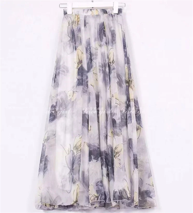 2016 Spring Summer Vintage Bohemia Fashion Printed Skirt Maxi Women Full-Length Elastic High Waist Ladies Pattern Skirts