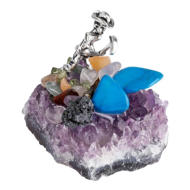 Natural Amethyst Cluster Folk Crafts Miners Scene Modelling Healing Amethyst Crystal Cluster Bulk Wholesale for Home Decoration