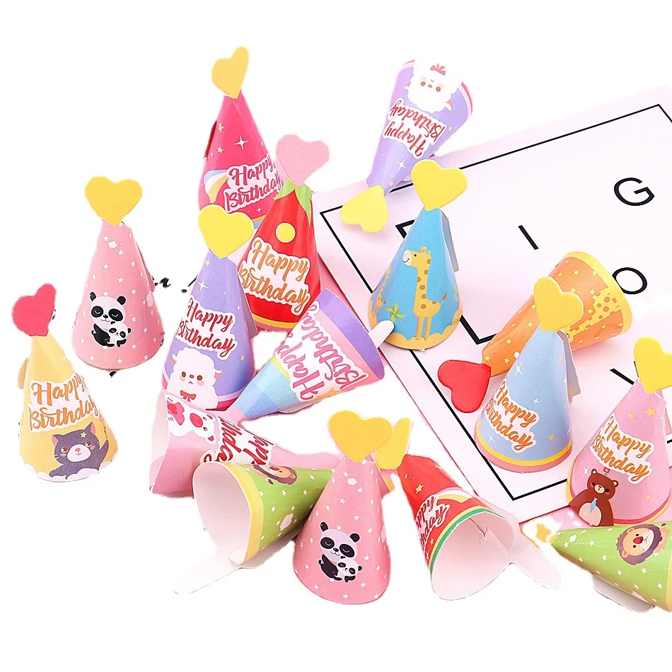 Wholesale Baking decoration Party cute Colorful Birthday Hats Plug In cake for birthday decoration sets Decorations Party