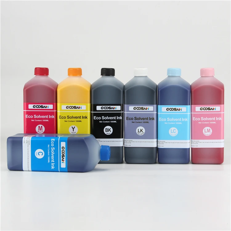 18 month out door durable eco solvent ink for xaar 1201/oki m-64s/seiko 510 35pl/konica 1024i 6pl/toshiba ce4m/epson l1440