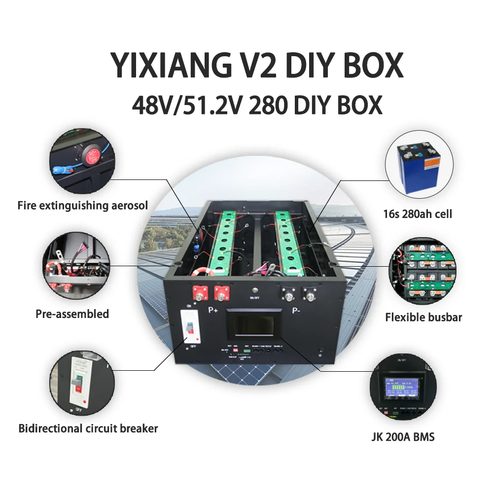 YIXIANG V2 48V Lifepo4 Battery Box JK BMS Heating Function 15kwh Lifepo4 280Ah For Energy Storage Battery Box