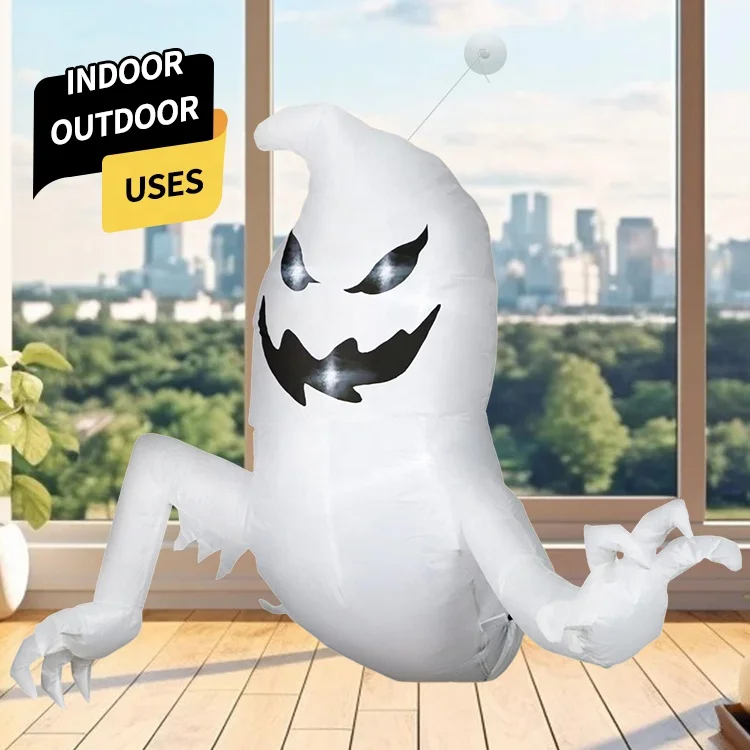 3.5FT Halloween Inflatables Flying Scray Ghost Broke Out from Window with banner Outdoor Inflatable Toys for Home Window Decor