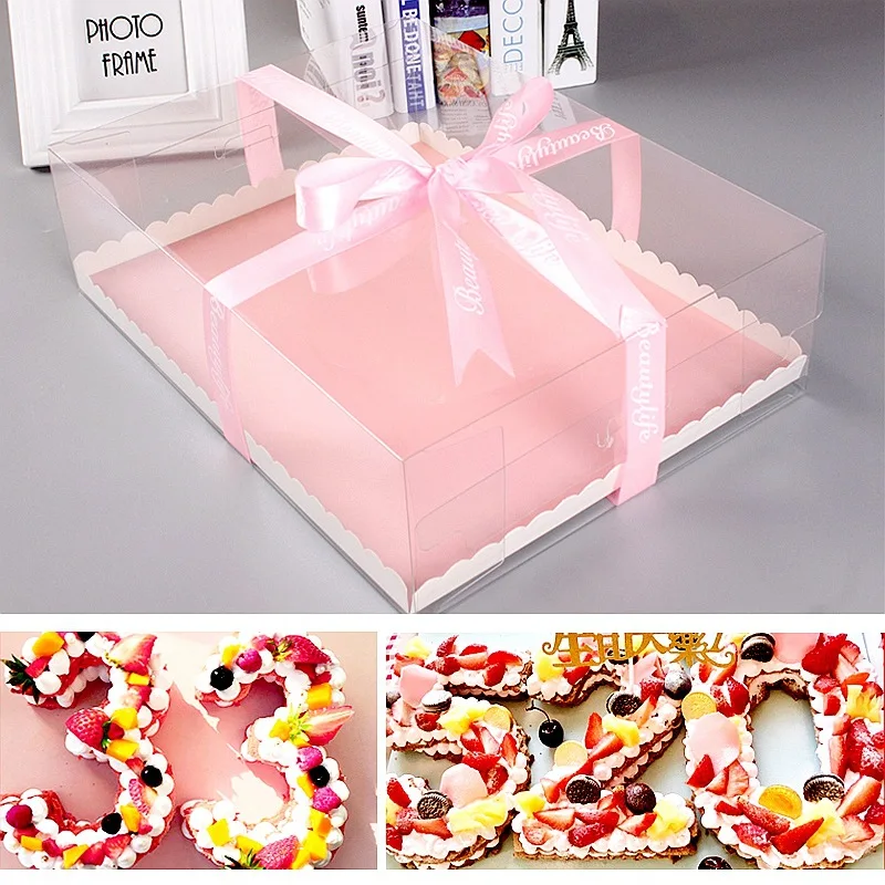 
KCCB NEW cake box wedding birthday party pvc square gift packaging boxes tall transparent pet digital cake box.. 