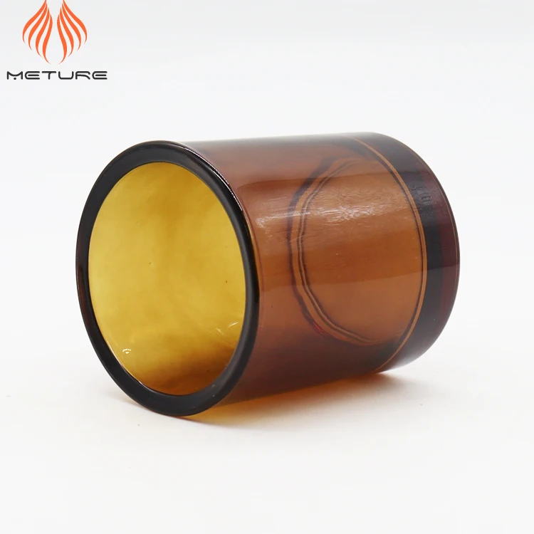 7 oz amber thick wall glass candle jar