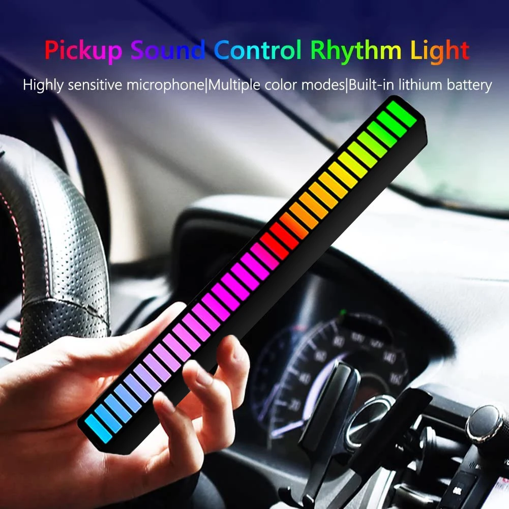 New arrival RGB Rechargeable Sound Control Light Wireless Voice-Activated Pickup Music Lights rhythm recognition light