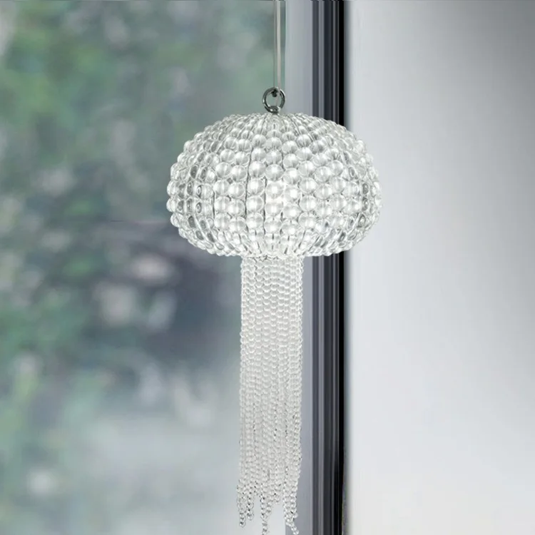 modern luxury glass ball pendant lamp duplex hollow stairwell Jellyfish crystal beads chandelier
