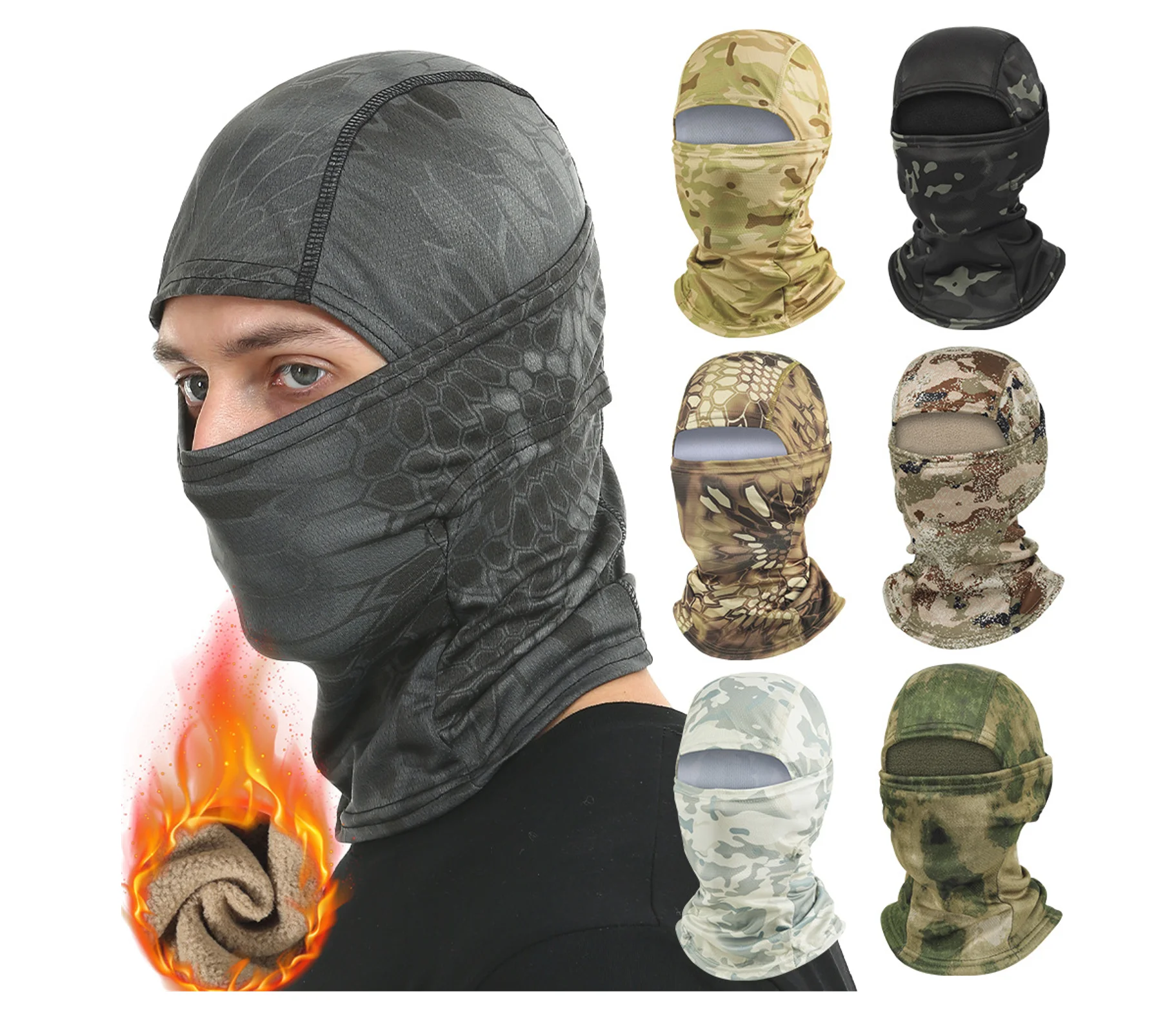 Unisex Motorbike Full Face Camo Balaclava Tactical hat Custom Printed Logo Ski Mask Balaclava