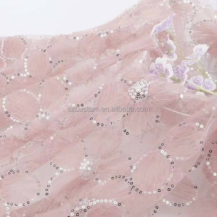 glitter lace wedding bridal dress net mesh beaded with