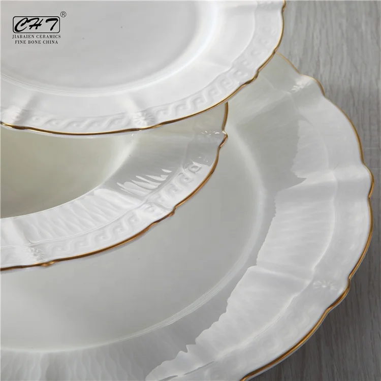 Daily used european popular 8 inch white fine bone china ceramic pasta plates / soup plate