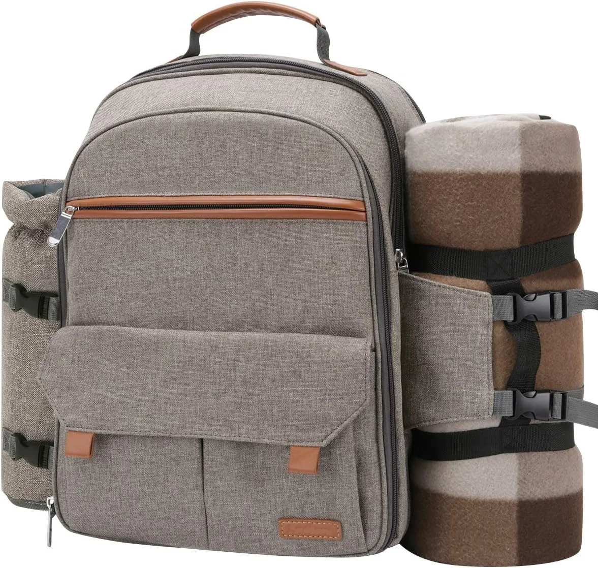 Hot Sale Picnic Lunch Ice Backpack Picnic Backpack for 4 Person with Blanket and Insulated Cooler Wine Pouch