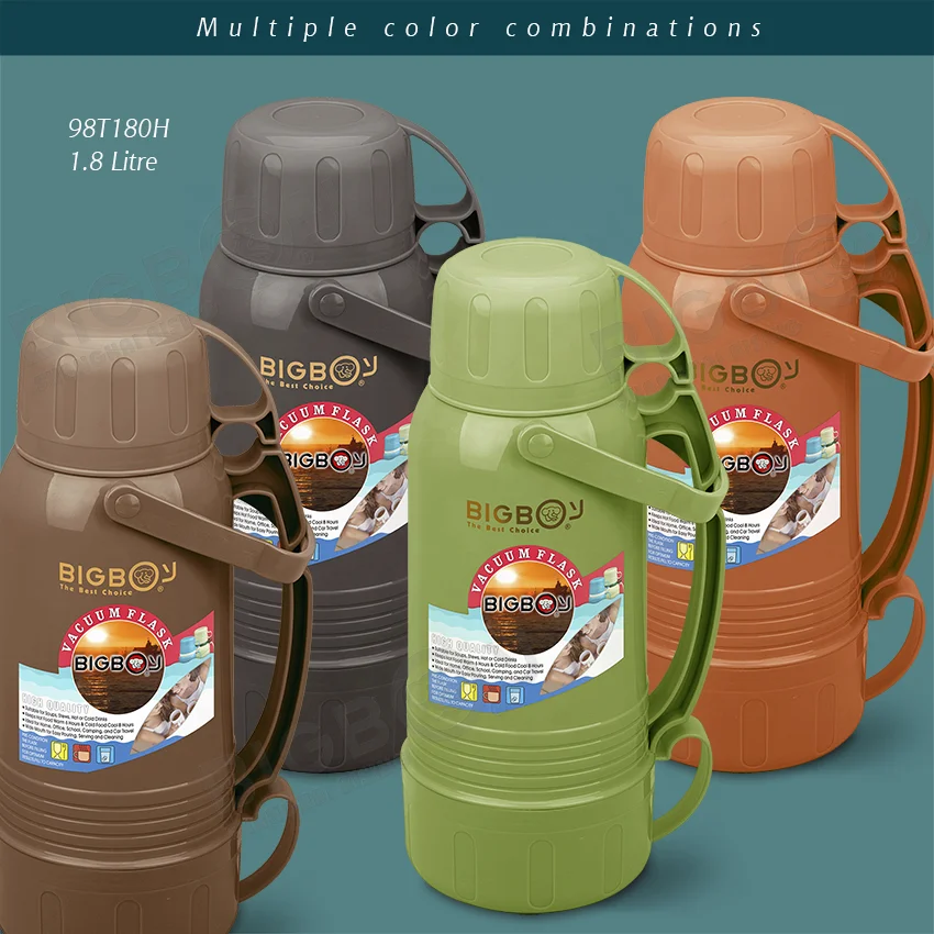 BIGBOY Brand 0.45L-1.8L Double Wall Inner Glass Thermos Vacuum Flask