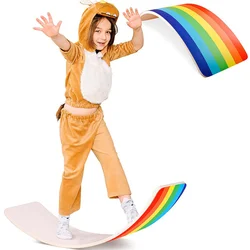 Yoga curvy unlimited high quality natural wooden durable rainbow balance board