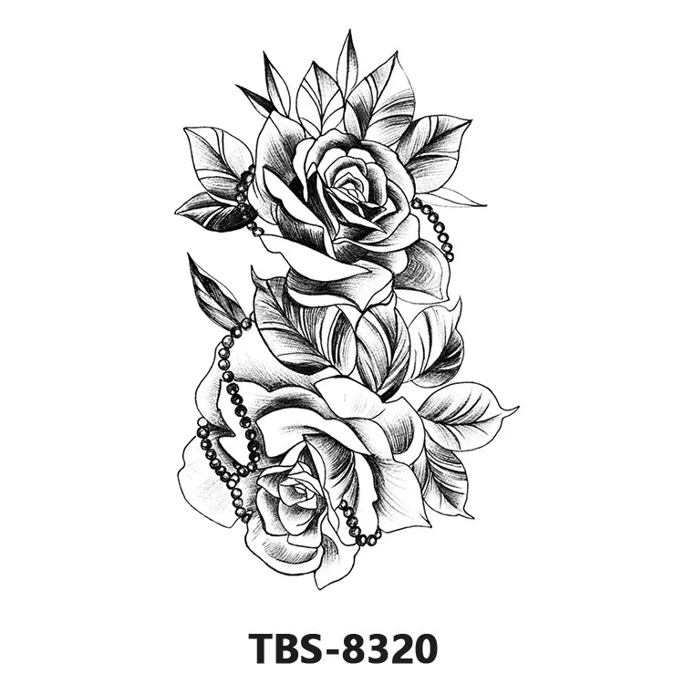 Wholesale Designs Waterproof Sticker Temporary Long Lasting Rose Flowers Tattoos Sticker