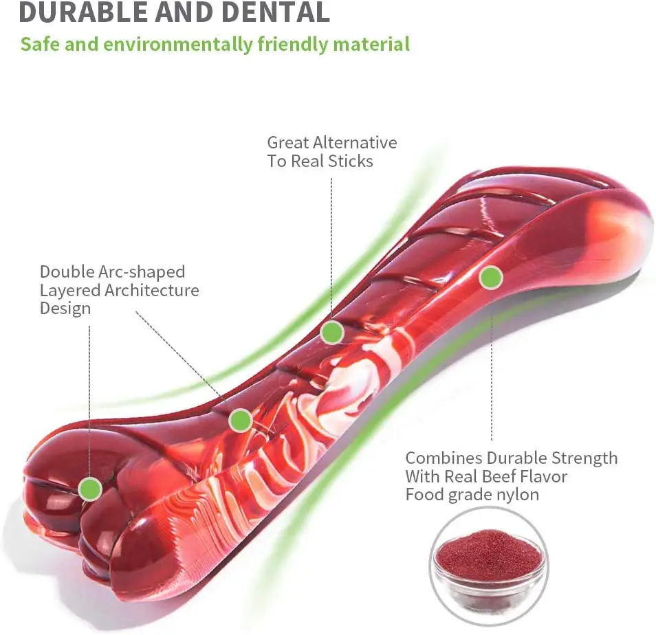 Dog Toys for Aggressive Chewers, Indestructible Durable Dog Chew Toys, Non-Toxic Food Grade Nylon Dog Bone Toy Reduces Boredom