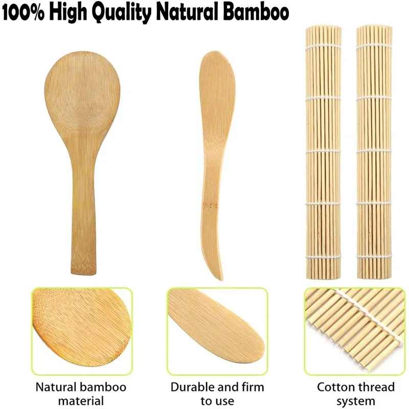 Premium Sushi Maker Set - Handcrafted Bamboo Tools for Homemade Sushi Rolls