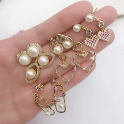 handmade  pearl jewelry vietnam white stone  zircon earrings crystal  bisuteria jewelry joyeria earrings hoop