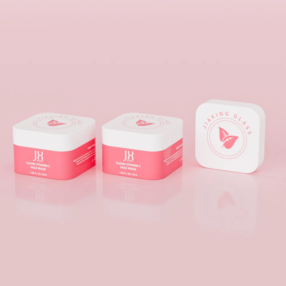 Luxury skincare packaging small frosted empty pink customized square pp beauty plastic cosmetic cream jars