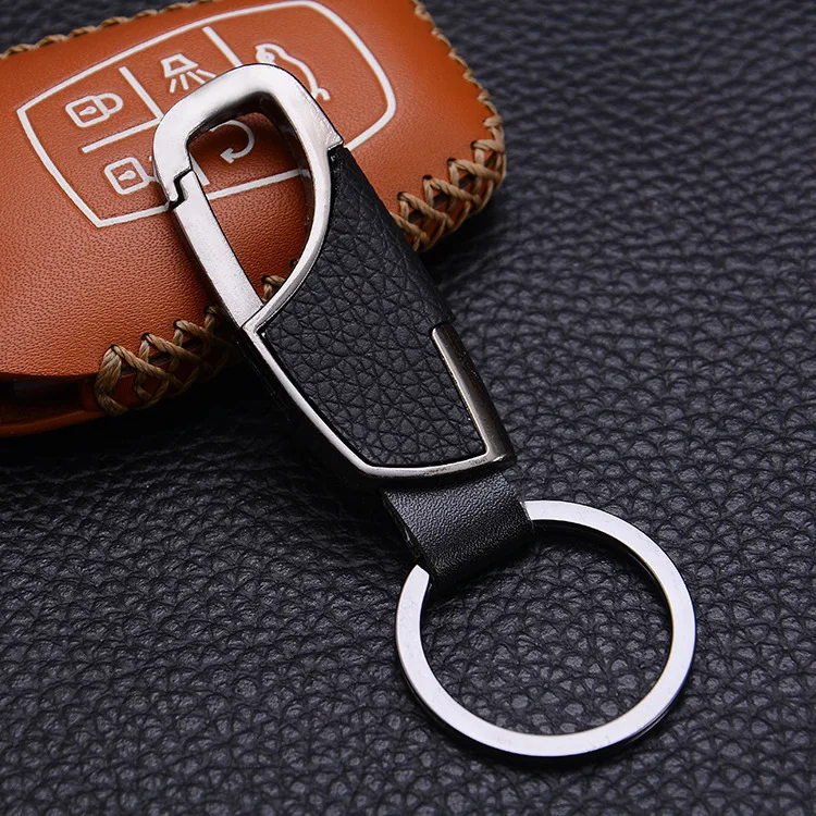 Personalized men car genuine durable luxury custom logo pu leather key ring