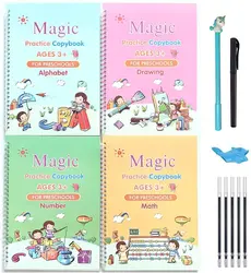 Preschool Calligraphy Practice Kids Reusable Groove Writing Copybook Thick Paper Sank Magic Practice Book With pen Reusable