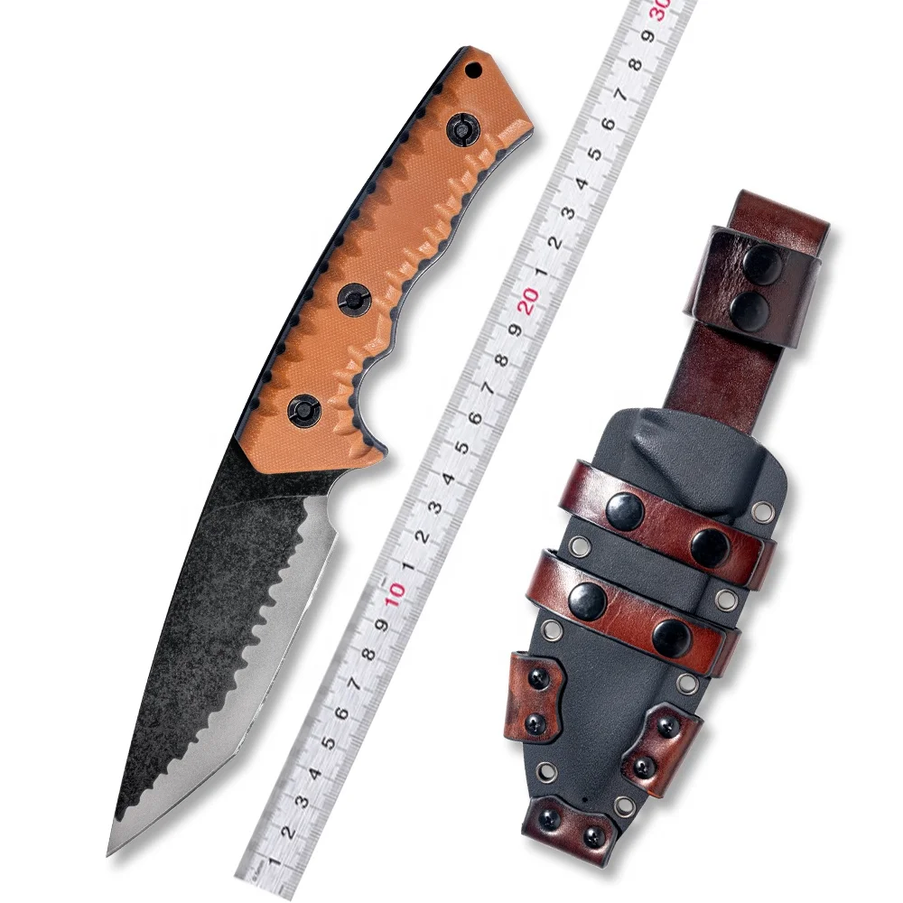 Precision-Crafted Outdoor Knives Self Defense Knife VG10 Steel Blacken Surface Fixed Blade Survival Knives For Men