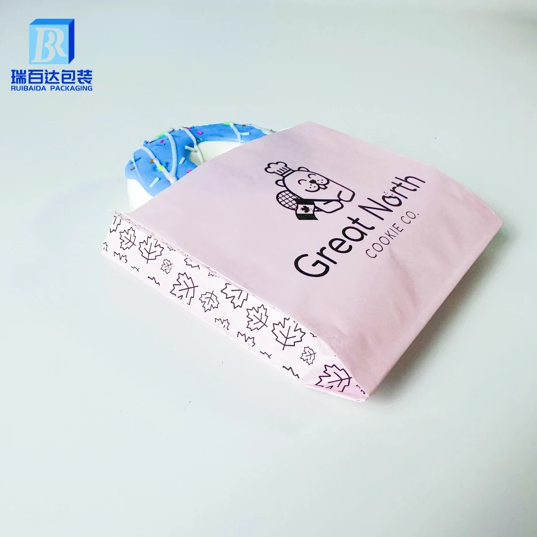 Custom Logo White Food Grade Grease Sandwich Resistant Coated Wax Lined White Paper Bags